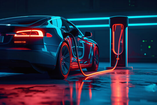 Luxury electric car charging battery