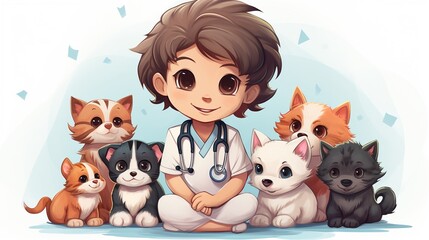 Compassionate veterinarian caring for animals