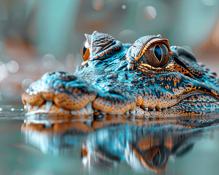 Crocodile emerging from water an eye-catching ambush predator