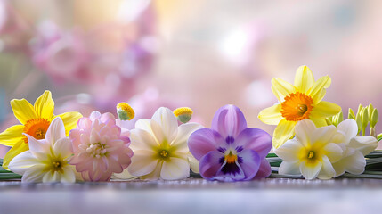 Spring flowers in soft pastel colors