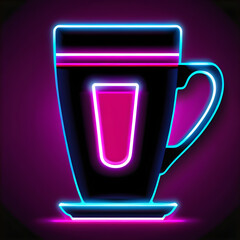 Pink Neon Mug Cup Icon: A Playful Pop of Pink in Your Designs(Generative AI)