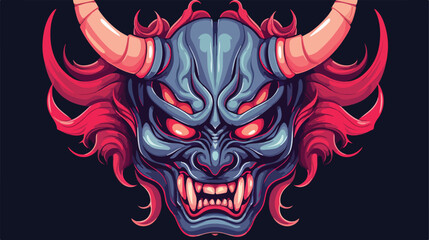 Oni mask design for commercial use Flat vector 