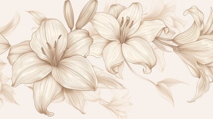 Modern illustration of a floral pattern with lilies. Design element.