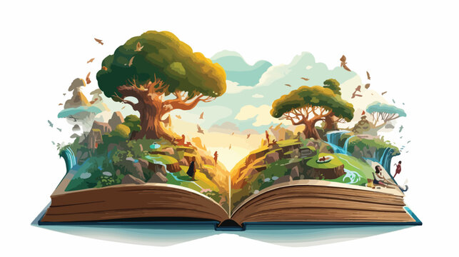 Open book coming out of it fantasy images 3d illustra