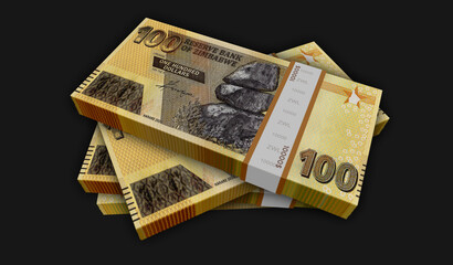 Zimbabwe dollar money banknotes pack 3d illustration