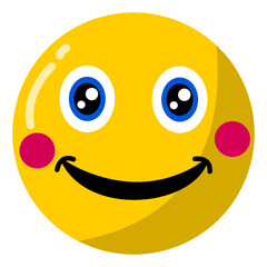 happy facial expression emoticon isolated on white background, emoji, joyful, adorable, pleasant emotion.