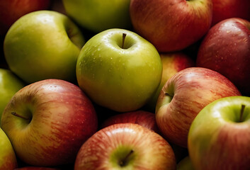 Close-up mix of fresh green and red apples