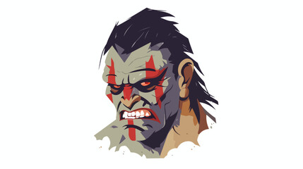 Scary dark fantasy orc with blood and cuts on his fac