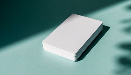 Business Card Mockup for Branding - Promotional Material for Personal Identification tied to Business - Beige Background with Shadow Overlay - Sunshine casted on Template