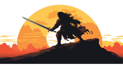 Silhouette of an Orc with a long curved sword