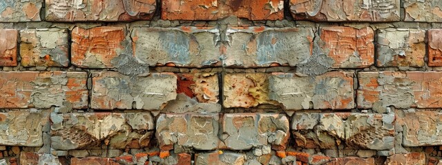 Old brick wall background, template for horizontal banner