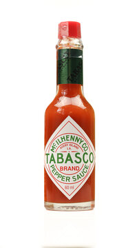McIlhenny company Tabasco sauce bottle isolated on white background