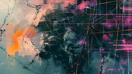 Una composición abstracta que representa la interconexión de los mundos digital y físico