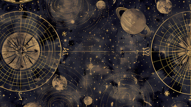 Antique Celestial Map Pattern