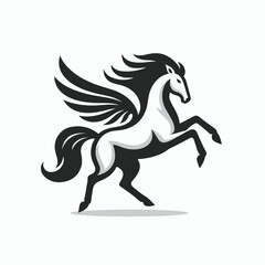Pegasus horse logo Pegasus Skyline vector design inspiration template creative icon