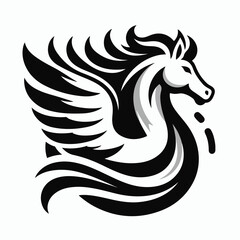 Pegasus horse logo Pegasus Skyline vector design inspiration template creative icon