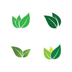 Green leaf logo vector template element symbol design