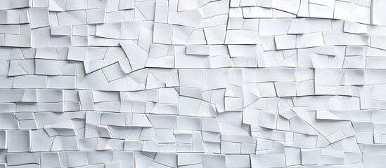 The white wall is completely covered with multiple scattered sheets of paper of different sizes and colors