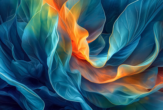 abstract colorful flowing floral petals fractal background