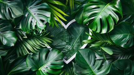 Fototapeta na wymiar Lush Green Tropical Leaves Texture