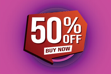 50% fifty percent off buy now poster banner graphic design icon logo sign symbol social media website coupon

