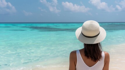 Woman Enjoying Serene Beach Vacation