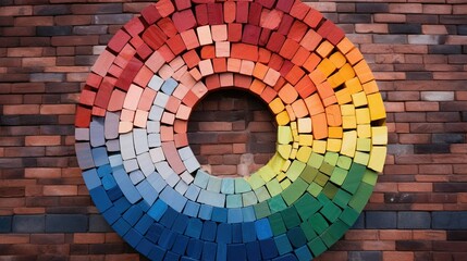 Circle of coloured bricks UHD wallpaper