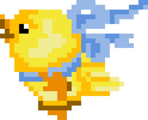 Bird cartoon icon in pixel style