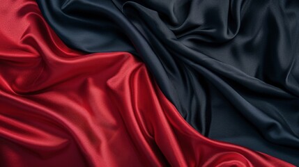 Luxurious Red and Black Satin Fabric Texture