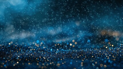 Abstract Blue Glitter Bokeh Background