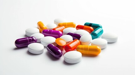 Colored pills on white background UHD wallpaper