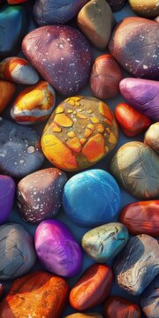 Multicolored stones, rainbow, texture, 3d, background image for mobile phone, ios, Android, banner for instagram stories, vertical wallpaper