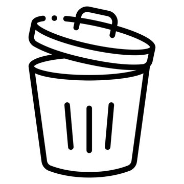 open trash can icon black outline clip art preview