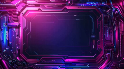 Game stream frames. Glow theme for live conference of gaming streamers, hud frame twitch streaming media gamer broadcast webcam box video screen, garish vector illustration of game screen futuristic
