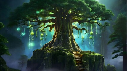 landscape with tree-Enchantment of the Elders: Guardians of the Glowing Grove