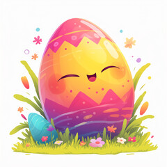 Clipart (cartoon style) image of a happy Easter egg with a face