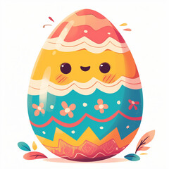 Clipart (cartoon style) image of a happy Easter egg with a face