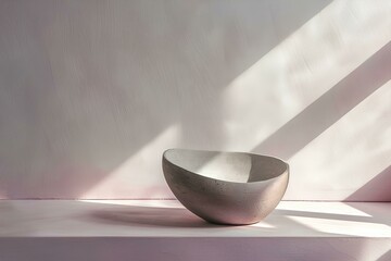 Ceramic bowl on white wall background. 3d rendering.