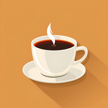 A cup of hot cafe coffee or caffeine drink flat vector icon.  Generative ai 