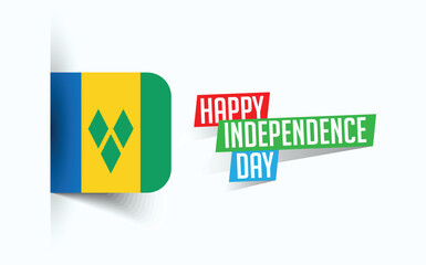 Happy Independence Day of Saint Vincent and the Grenadines Vector illustration, national day poster, greeting template design, EPS Source File