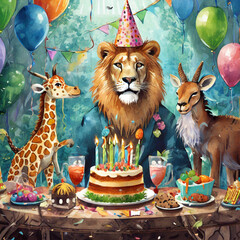 Fototapeta premium card with animals