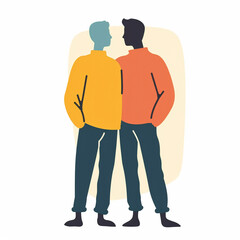 illustration of friendship or brotherhood, pair of best friends, isolated flat vector modern illustration of two boys, full of love and confidence