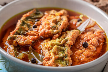 Tasty roasted mackerel and pickled as main Polish dish.