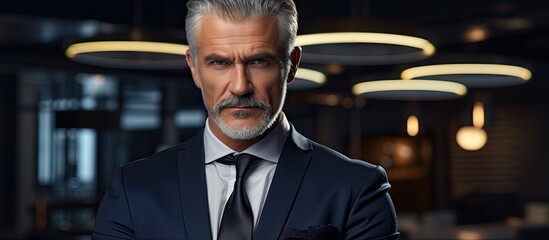 Fototapeta premium A close-up portrait of a gentleman dressed in a complete business suit, including a tie and jacket