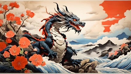 Dragon's Flight: Exquisite Ukiyo-e Depictions in High Definition