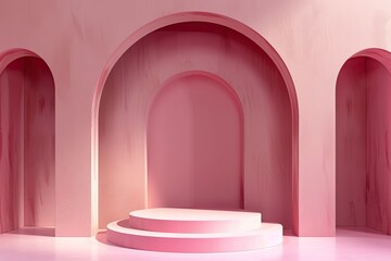 3D Pink Podium Archway Design
