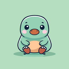 Cute Kawaii Platypus Vector Clipart Icon Cartoon Character Icon on a Mint Green Background