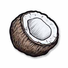 coconut, sticker on white background