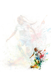 Plantilla para cartel de futbol femenino - obrazy, fototapety, plakaty