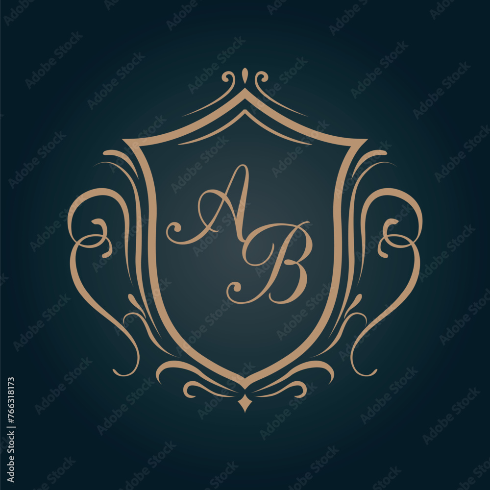 Wall mural elegant monogram design template. vector